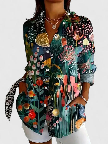 Calista | Vibrant Floral Sophisticated Blouse