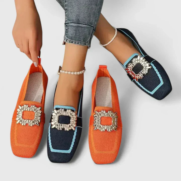 Calantha | Navy Blue Embellished Orthopedic Loafers