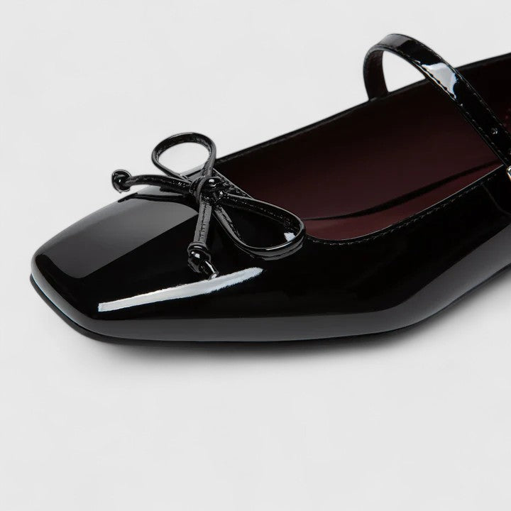 Calantha | Silver Orthopedic Square Toe Ballet Flats Shoes