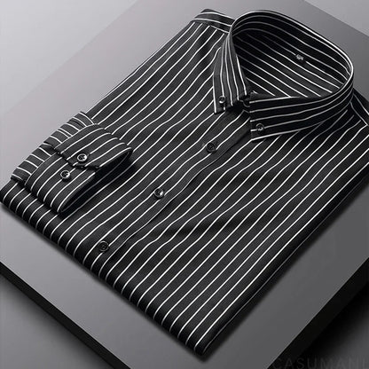 Beckett | Relaxed Navy White Striped Cotton Shirt