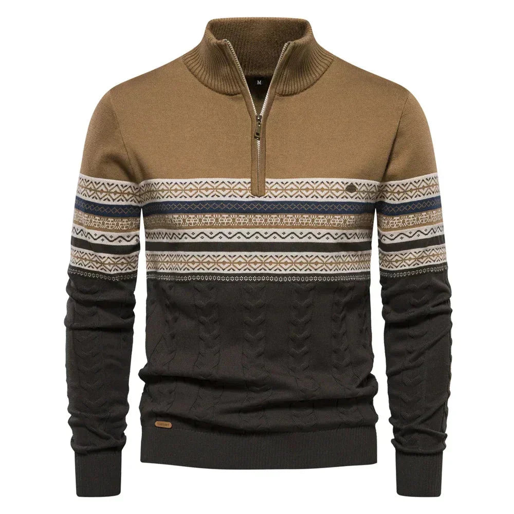Beckett | Navy White Cable Knit Classic Warm Elegance Pullover