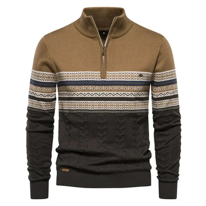 Beckett | Navy White Cable Knit Classic Warm Elegance Pullover