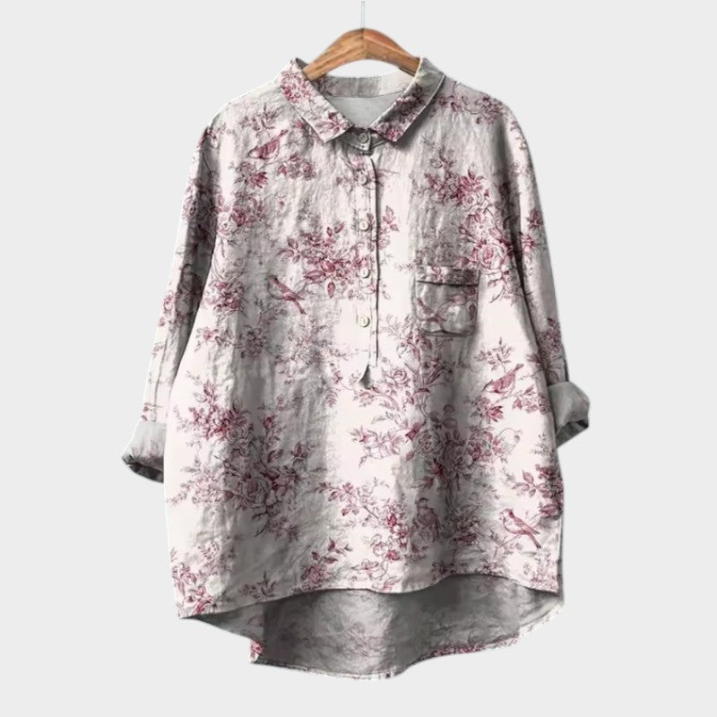 Lylah | Dark Blue Floral Blouse