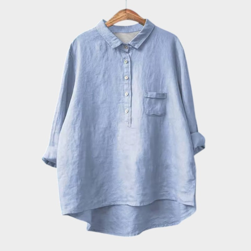 Astrid | Dark Navy Linen Blouse