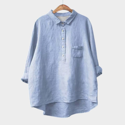 Astrid | Dark Navy Linen Blouse
