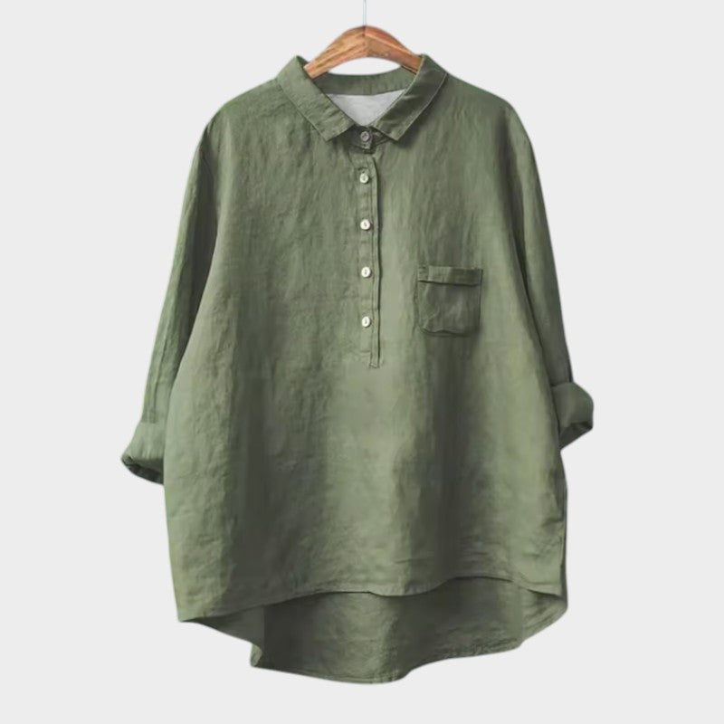 Astrid | Dark Navy Linen Blouse