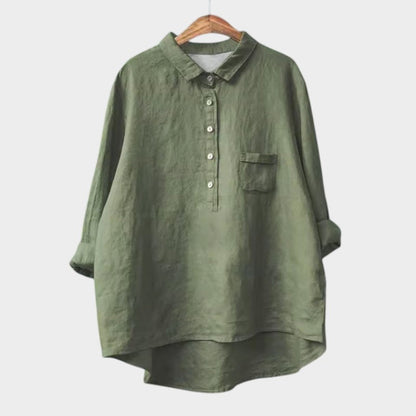 Astrid | Dark Navy Linen Blouse