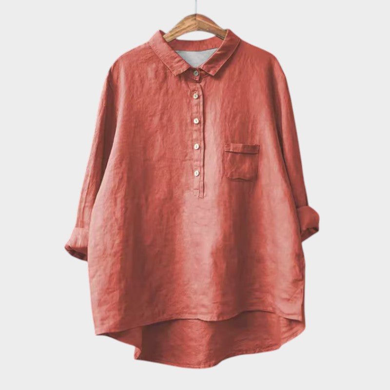 Astrid | Dark Navy Linen Blouse
