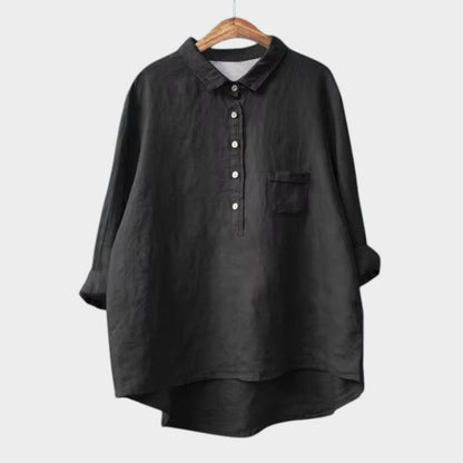 Astrid | Dark Navy Linen Blouse