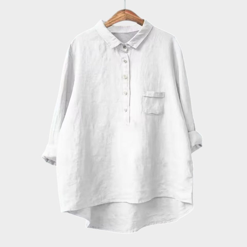 Astrid | Dark Navy Linen Blouse