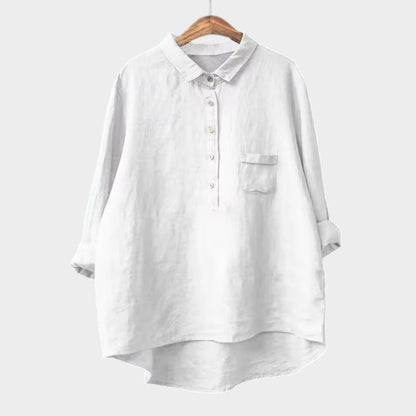 Astrid | Dark Navy Linen Blouse