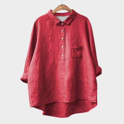 Astrid | Dark Navy Linen Blouse