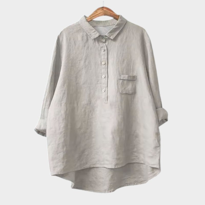 Astrid | Dark Navy Linen Blouse