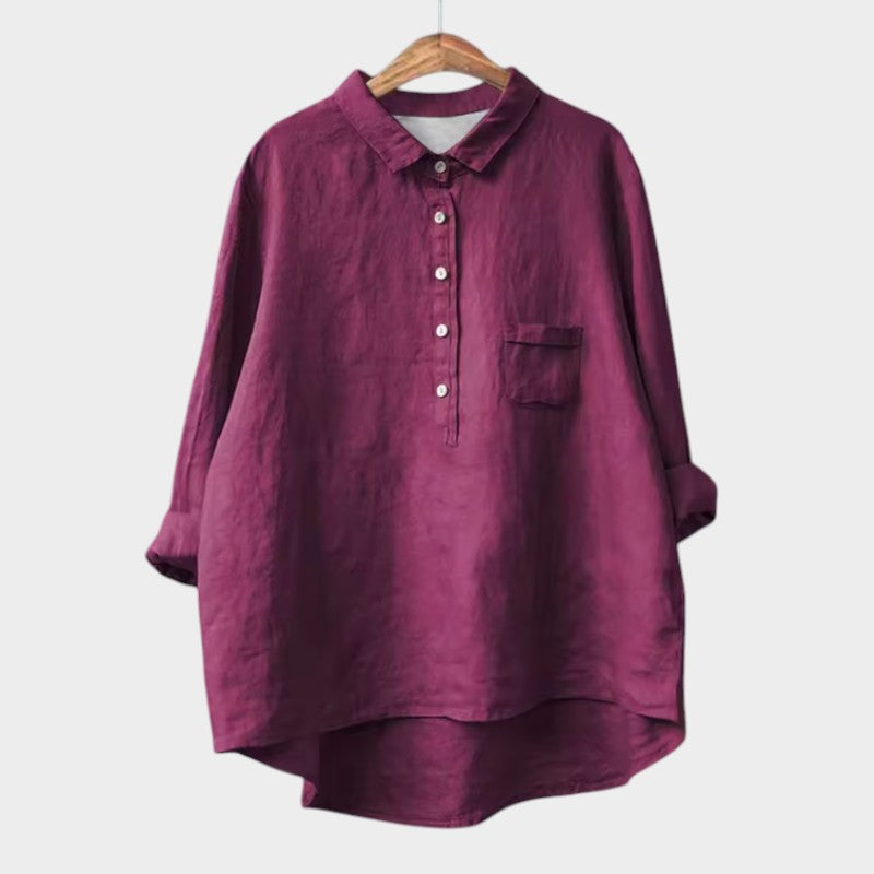 Astrid | Dark Navy Linen Blouse