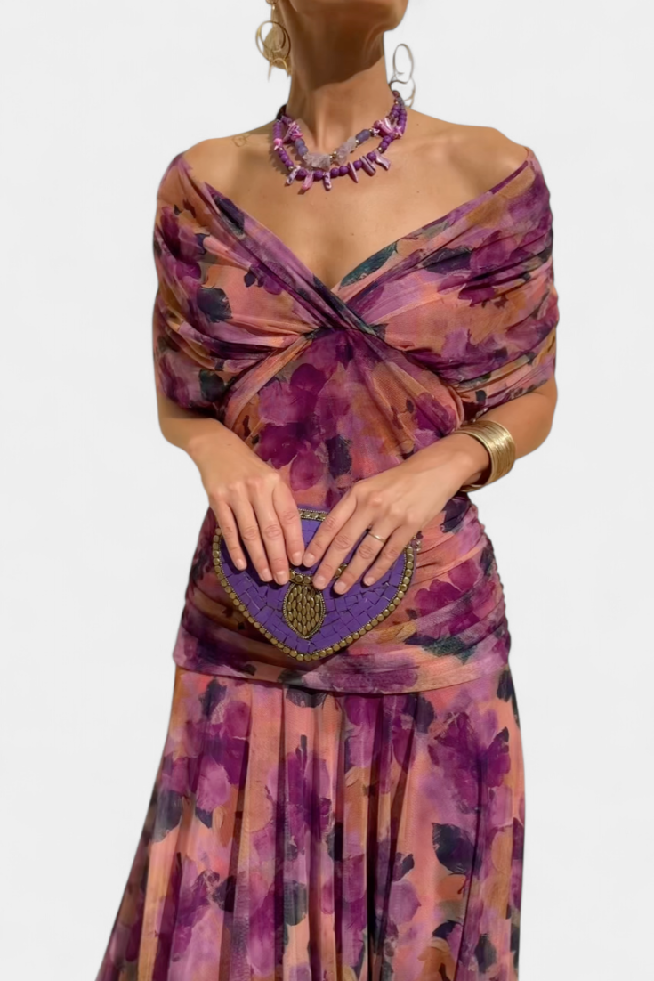 Calantha | Elegant Floral Silk Dress