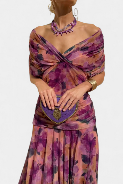 Calantha | Elegant Floral Silk Dress
