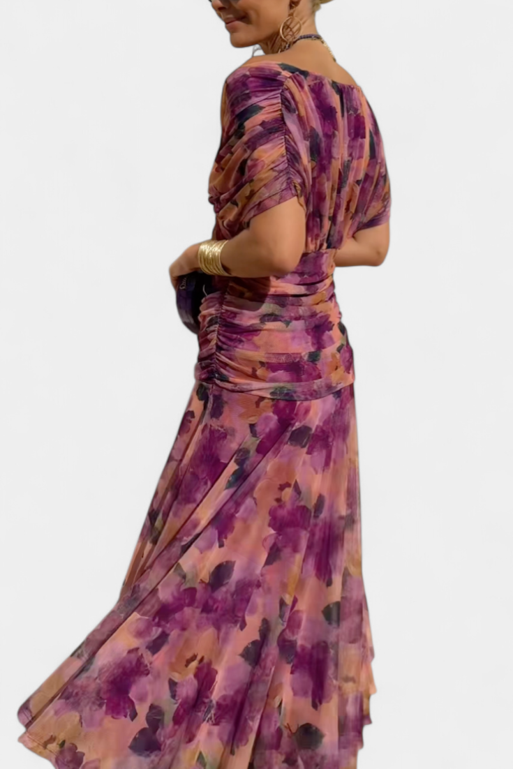 Calantha | Elegant Floral Silk Dress