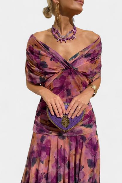 Calantha | Elegant Floral Silk Dress