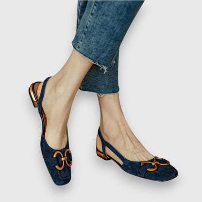 Calantha | Elegant Navy Suede Comfortable Sandals