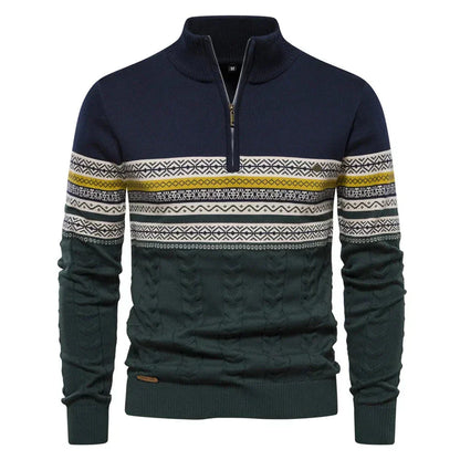 Beckett | Navy White Zip Classic Warm Elegance Pullover