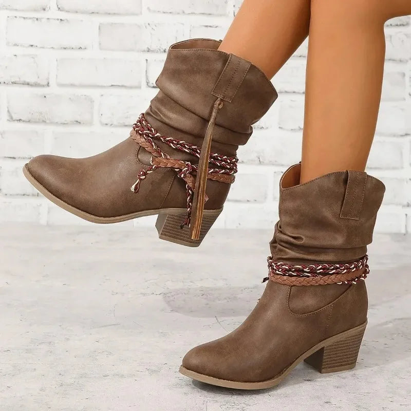 Calista | Brown Suede Western Boots