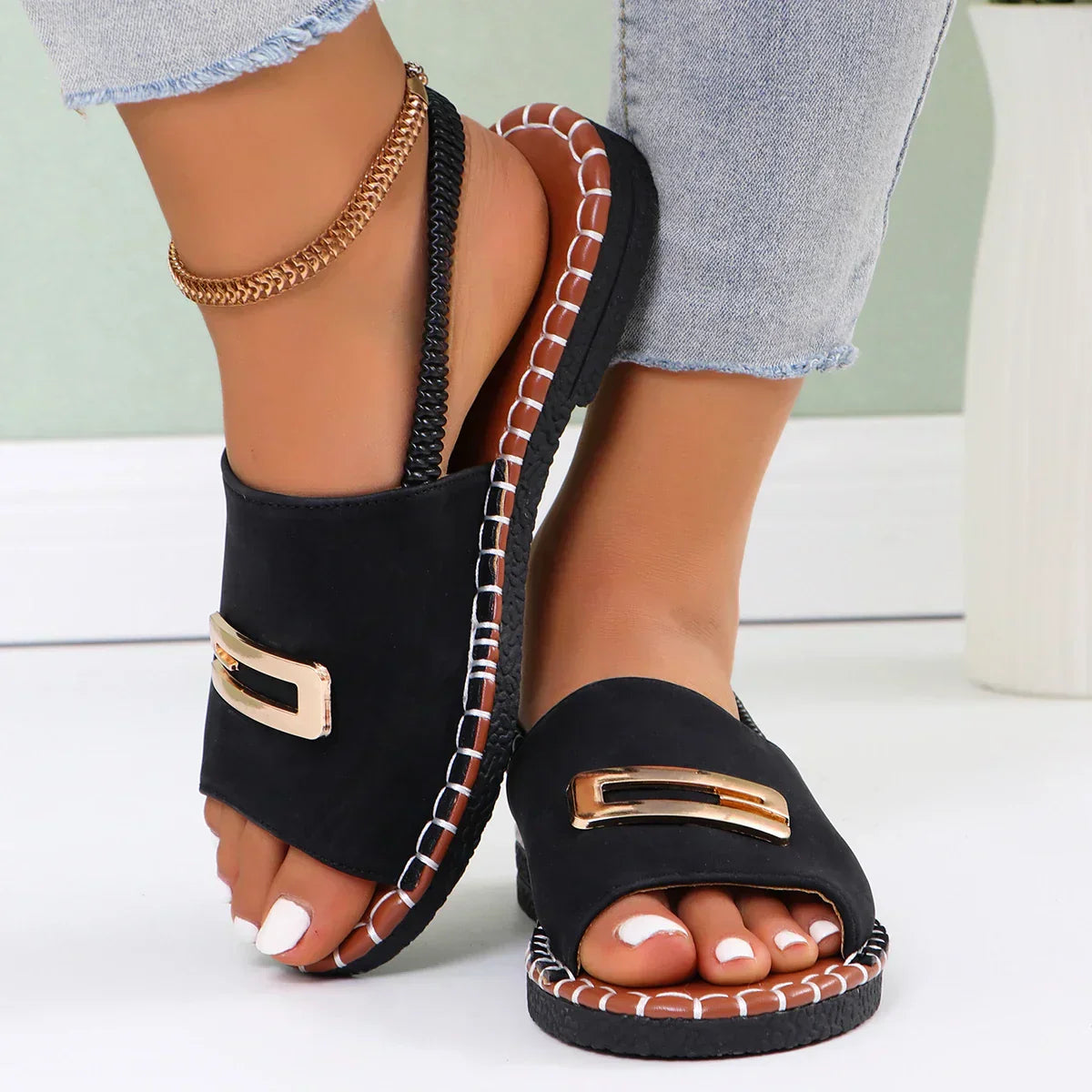 Calista | Denim Orthopedic Wedge Heel Sandals