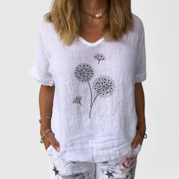 Calista | Elegant Light Grey Summer Blouse