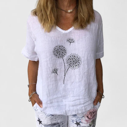 Calista | Elegant Light Grey Summer Blouse