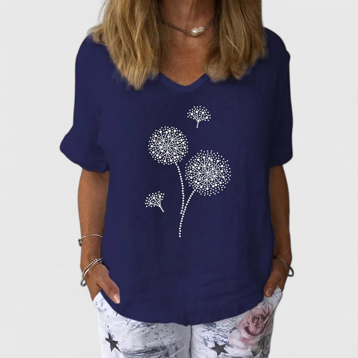 Calista | Elegant Light Grey Summer Blouse
