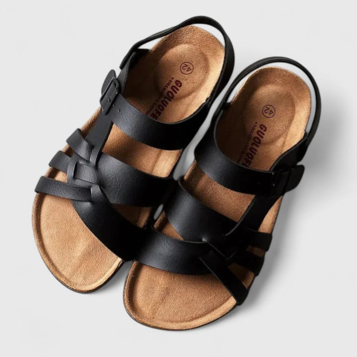 Calantha | Black Leather Elegant Sandals