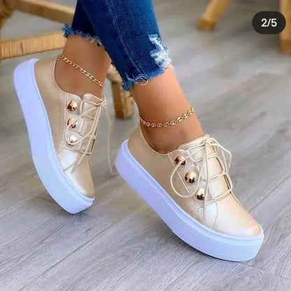Calista | Black Orthopedic Round Toe Platform Sneakers