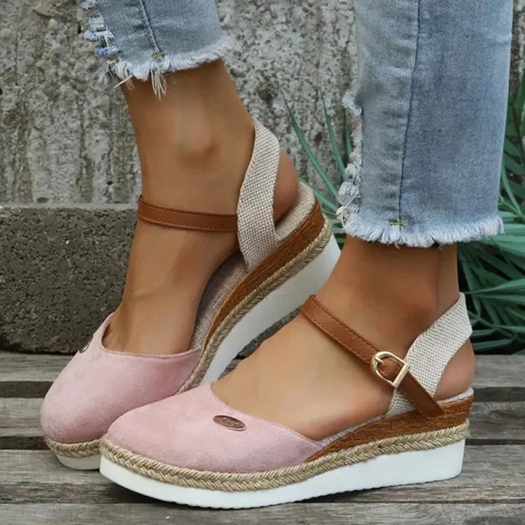 Calantha | Brown Rope Orthopedic High Heels