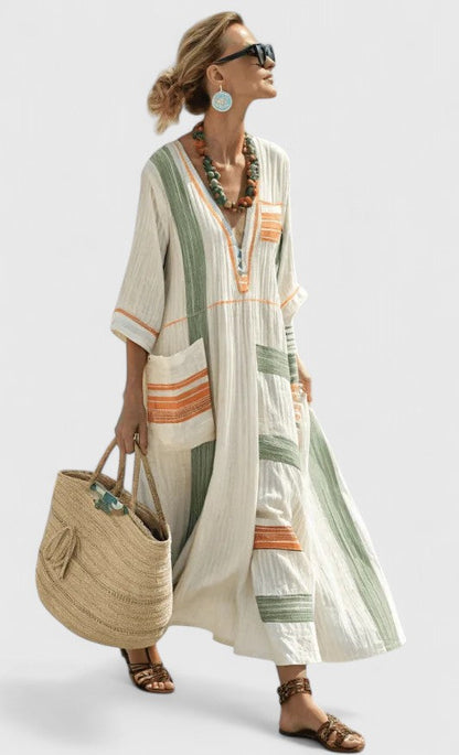 Calista | Elegant White Linen Maxi Dress