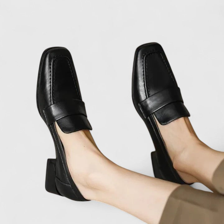 Calantha | Black Leather Orthopedic Loafers
