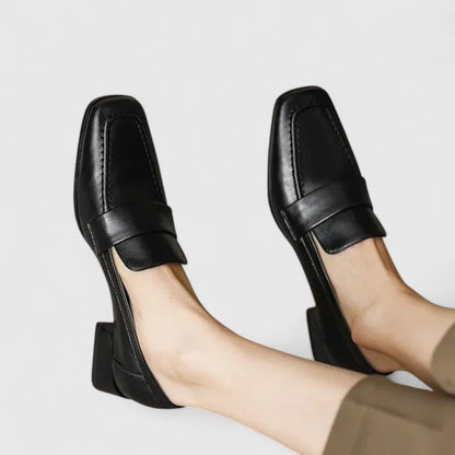 Calantha | Black Leather Orthopedic Loafers