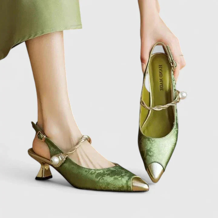 Calanthe | Elegant Green Orthopedic Heels