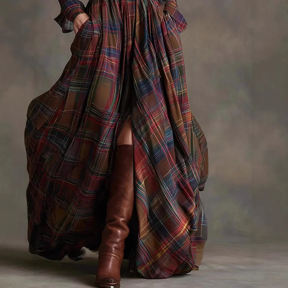 Calantha | Plaid Sophisticated Maxi Dress