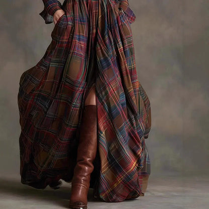 Calista | Plaid Sophisticated Maxi Dress
