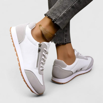 Alethea | White & Grey Elegant Shoes with Zip Detail