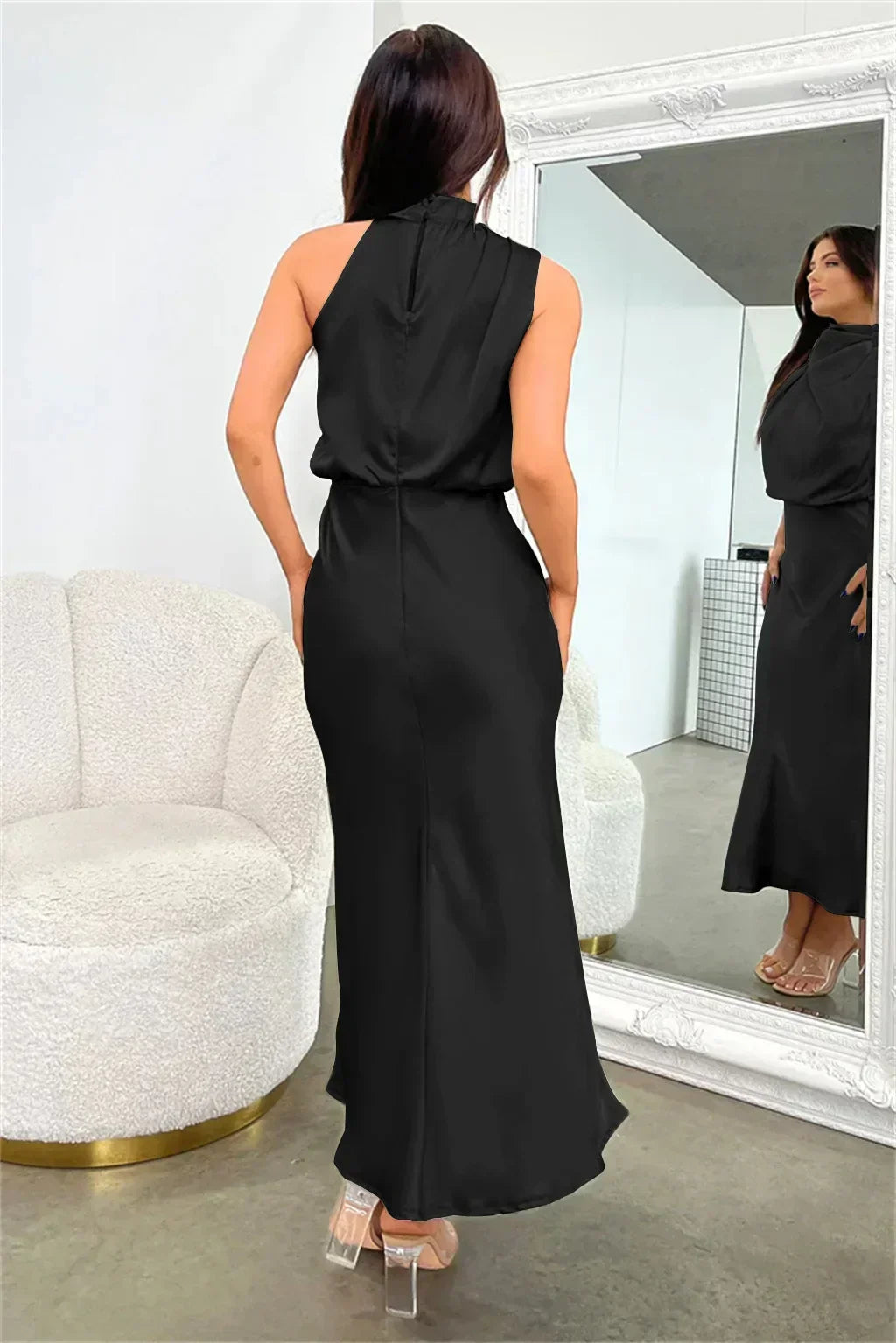 Lumina | Women’s Chic Halter Evening Dress in Sage Green