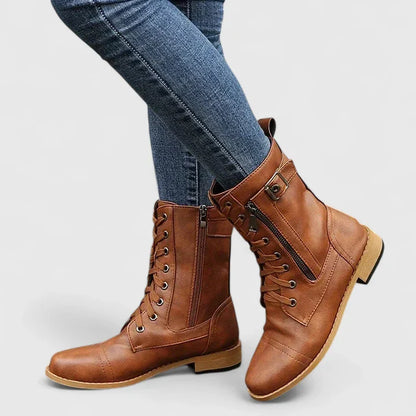Calantha | Black Leather Orthopedic Boots
