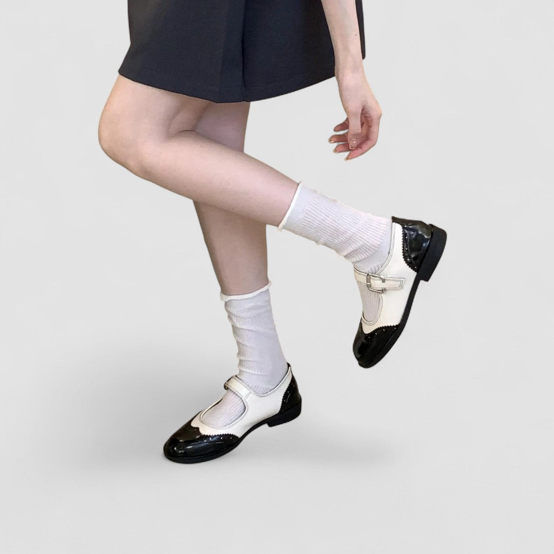 Calantha | Black & Cream Orthopedic Mary Jane Shoes