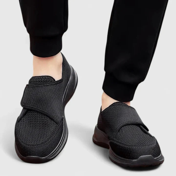 Calantha | Black Elastic Orthopedic Shoes