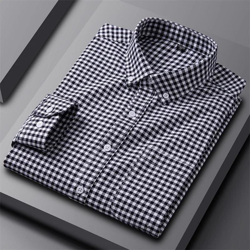 Astrid | Women's Striped Light Grey Oxford Button-Up Shirt