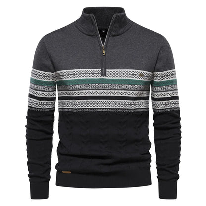 Beckett | Navy White Cable Knit Classic Warm Elegance Pullover