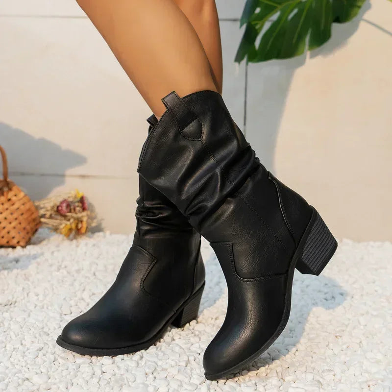 Aubrey | Brown Classic Mid-Calf Western Boots