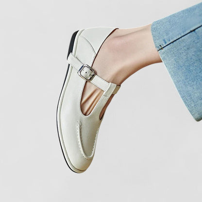 Calanthe | Black Leather Orthopedic Mary Jane Low Heel Shoes