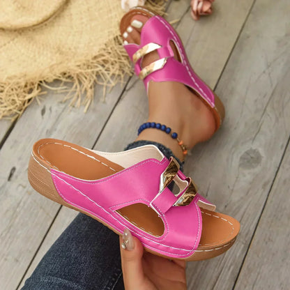 Calista | Vibrant Pink Orthopedic Wedge Heel Sandals