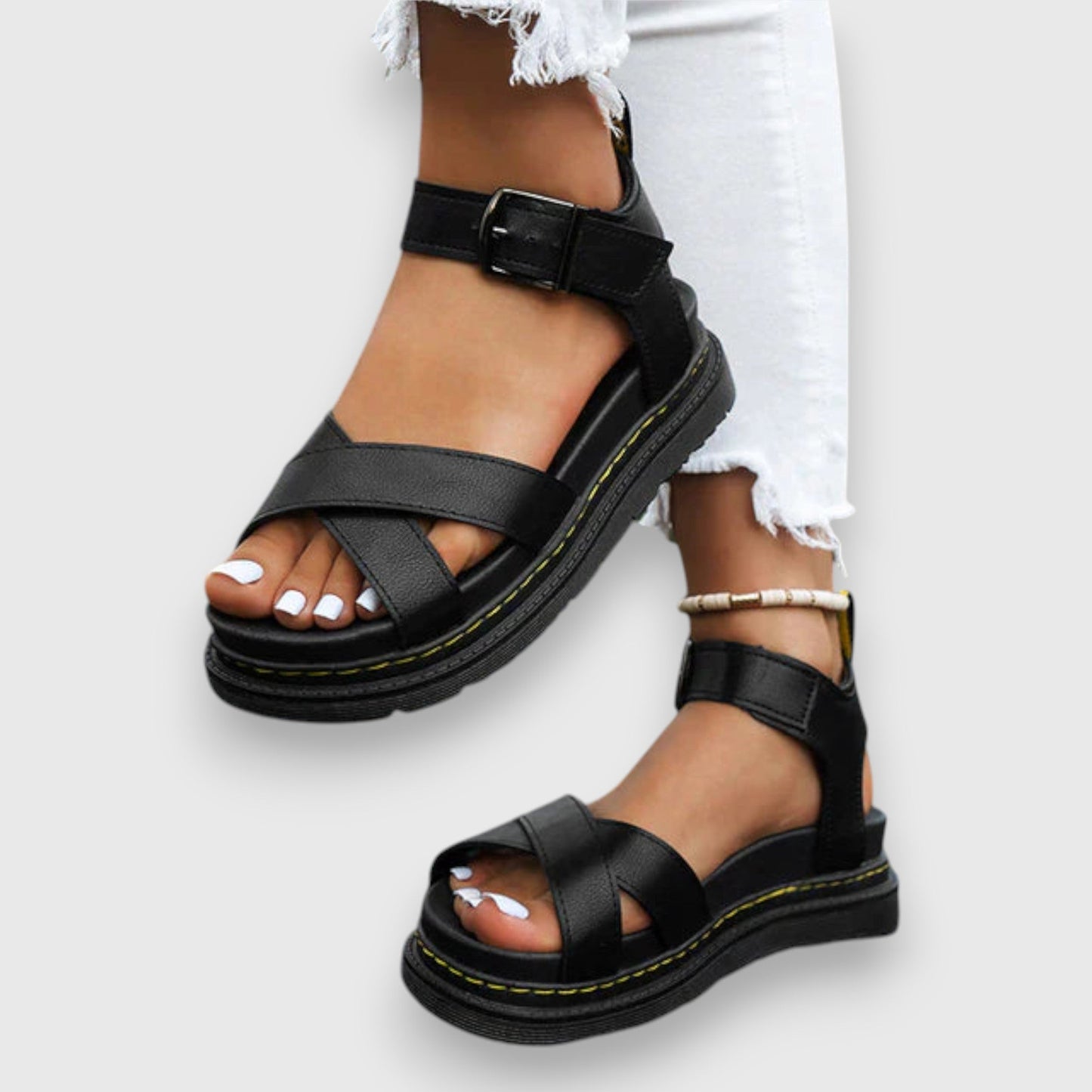 Calista | Black Strappy Orthopedic Sandals