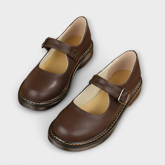 Calantha | Brown Leather Orthopedic Mary Jane Shoes